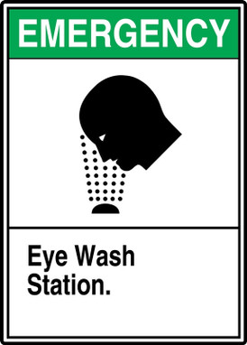 ANSI Emergency Safety Sign: Eye Wash Station 10" x 7" Plastic - MRSD907VP