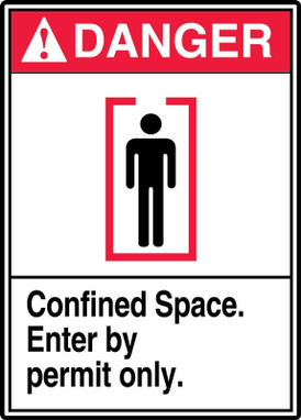 ANSI Danger Safety Sign: Confined Space - Enter By Permit Only 10" x 7" Accu-Shield 1/Each - MRSP107XP