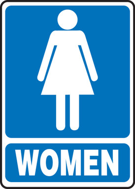 Safety Sign: (Graphic) Women (Blue Background) 10" x 7" Adhesive Vinyl 1/Each - MRST522VS