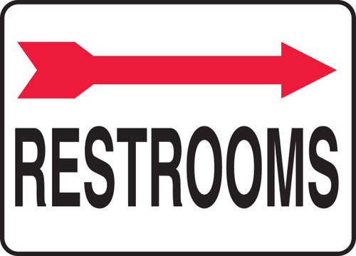 Safety Sign: Restrooms - With Arrow (Right) 10" x 14" Adhesive Vinyl 1/Each - MRST547VS