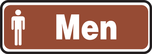 Restroom Sign: Men (Brown) 3" x 10" Dura-Fiberglass 1/Each - MRST556XF