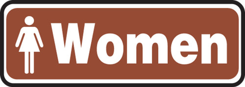 Restroom Sign: Women (Brown) 3" x 10" Adhesive Dura-Vinyl 1/Each - MRST558XV