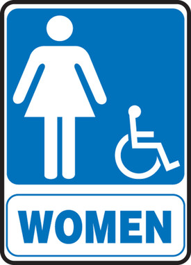 Restroom Sign: Handicap Accessible Women Restroom (Portrait) 10" x 7" Aluminum 1/Each - MRST569VA