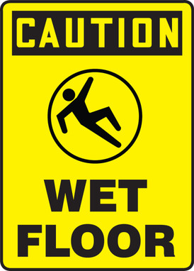 OSHA Caution Safety Sign: Wet Floor 10" x 7" Plastic 1/Each - MRTF639VP