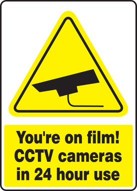 Safety Sign: Your're On Film - CCTV Cameras In 24 Hour Use 14" x 10" Plastic 1/Each - MSEC533VP