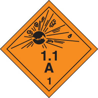 DOT Shipping Labels: Hazard Class 1: Explosive 1.1A 4" x 4" Adhesive Coated Paper 500/Roll - MSL11PS5