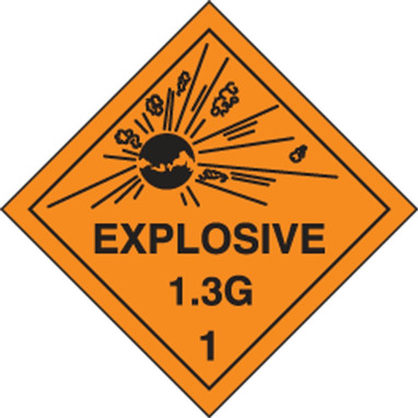 DOT Shipping Labels: Hazard Class 1: Explosive 1.3G 4" x 4" Adhesive Poly 500/Roll - MSL122EV5