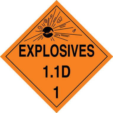 DOT Shipping Labels: Hazard Class 1: Explosive 1.1D 4" x 4" Adhesive Poly 250/Roll - MSL14EV2