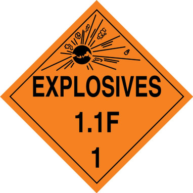 DOT Shipping Labels: Hazard Class 1: Explosive 1.1F 4" x 4" Adhesive Poly 500/Roll - MSL16EV5