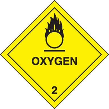 DOT Shipping Labels: Hazard Class 2: Oxygen 4" x 4" Adhesive Poly 500/Roll - MSL204EV5