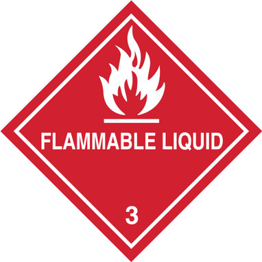 DOT Shipping Labels: Hazard Class 3: Flammable Liquid 4" x 4" Adhesive Poly 500/Roll - MSL301EV5