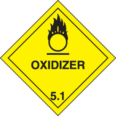 DOT Shipping Labels: Hazard Class 5: Oxidizer 4" x 4" Adhesive Coated Paper 500/Roll - MSL501PS5