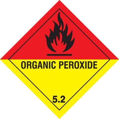 DOT Shipping Labels: Hazard Class 5: Organic Peroxide 4" x 4" Adhesive Poly 250/Roll - MSL504EV2