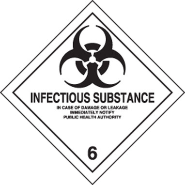 DOT Shipping Labels: Hazard Class 6: Infectious Substance 4" x 4" Adhesive Poly 250/Roll - MSL608EV2