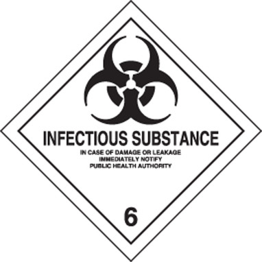 DOT Shipping Labels: Hazard Class 6: Infectious Substance 4" x 4" Adhesive Poly 500/Roll - MSL608EV5