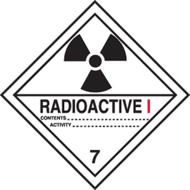 DOT Shipping Labels: Hazard Class 7: Radioactive I 4" x 4" Adhesive Poly 250/Roll - MSL701EV2