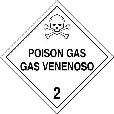 Bilingual DOT Shipping Labels: Hazard Class 2: Poison Gas (English, Español) 4" x 4" Adhesive Poly 500/Roll - MSLSP1EV5