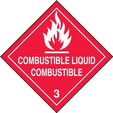 Bilingual DOT Shipping Labels: Hazard Class 3: Combustible Liquid (English, Español) 4" x 4" Adhesive Poly 250/Roll - MSLSP5EV2