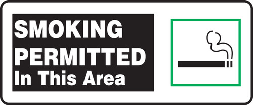 Safety Sign: Smoking Permitted In This Area 7" x 17" Dura-Plastic 1/Each - MSMG525XT