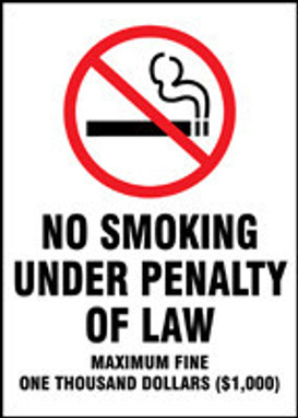 SMOKING SIGN 14" x 10" Adhesive Vinyl 1/Each - MSMG546VS