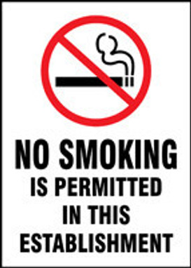 SMOKING SIGN 14" x 10" Adhesive Vinyl 1/Each - MSMG569VS