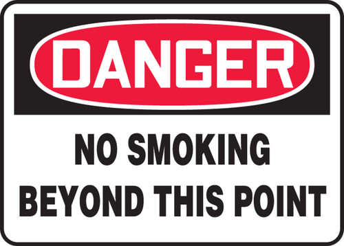 OSHA Danger Safety Sign: No Smoking Beyond This Point 10" x 14" Plastic 1/Each - MSMK019VP