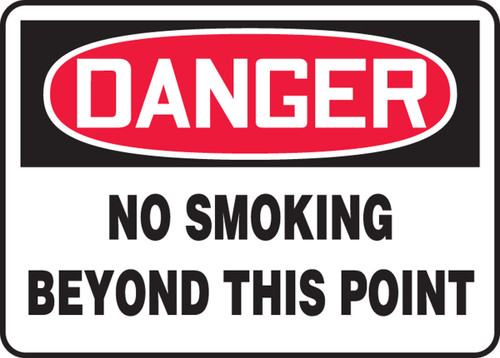 OSHA Danger Safety Sign: No Smoking Beyond This Point 7" x 10" Aluma-Lite 1/Each - MSMK029XL