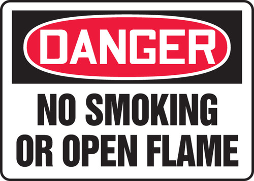 OSHA Danger Safety Sign: No Smoking Or Open Flame English 10" x 14" Aluma-Lite 1/Each - MSMK050XL