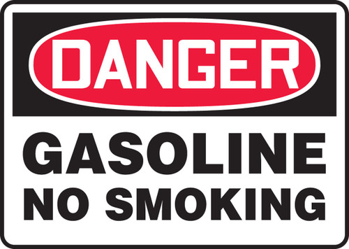 OSHA Danger Safety Sign: Gasoline - No Smoking 10" x 14" Aluminum 1/Each - MSMK245VA