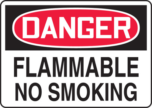 OSHA Danger Safety Sign: Flammable - No Smoking 10" x 14" Adhesive Vinyl - MSMK246VS