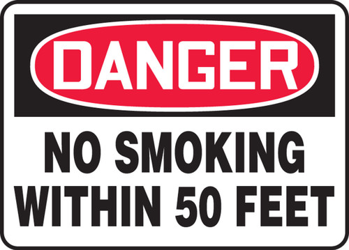 OSHA Danger Safety Sign: No Smoking Within 50 Feet 14" x 20" Accu-Shield 1/Each - MSMK257XP