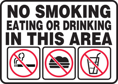 Safety Sign: No Smoking Eating Or Drinking In This Area 7" x 10" Aluminum 1/Each - MSMK421VA