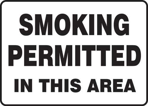 Safety Sign: Smoking Permitted In This Area 7" x 10" Plastic 1/Each - MSMK460VP