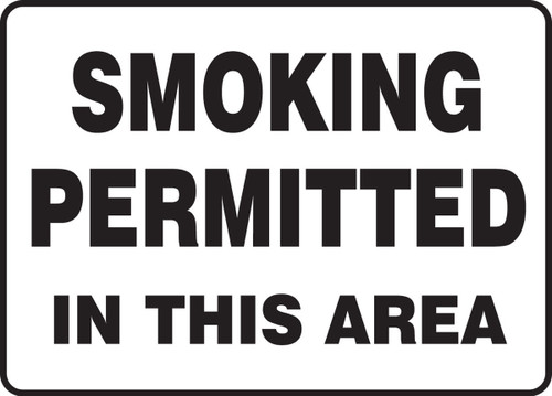 Safety Sign: Smoking Permitted In This Area 7" x 10" Adhesive Vinyl 1/Each - MSMK460VS