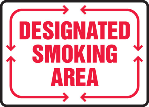 Safety Sign: Designated Smoking Area 7" x 10" Aluma-Lite 1/Each - MSMK479XL