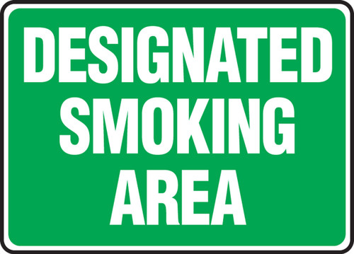 Safety Sign: Designated Smoking Area 7" x 10" Adhesive Dura-Vinyl - MSMK493XV