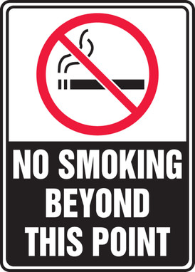 Safety Sign: (Graphic) No Smoking Beyond This Point 7" x 5" Adhesive Dura-Vinyl - MSMK515XV