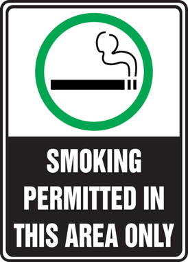 Safety Sign: Smoking Permitted In This Area Only 10" x 7" Adhesive Vinyl - MSMK538VS