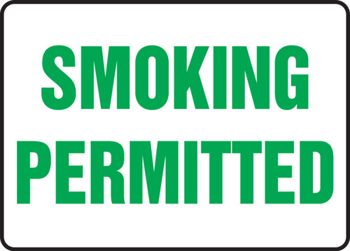 Safety Sign: Smoking Permitted 10" x 14" Plastic 1/Each - MSMK539VP