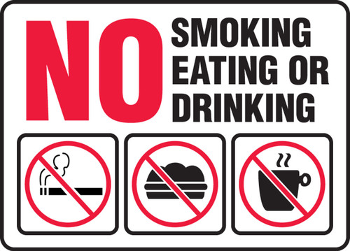 Safety Sign: No Smoking Eating Or Drinking English 10" x 14" Dura-Plastic 1/Each - MSMK585XT