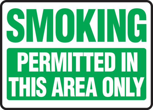 Smoking Safety Sign: Permitted In This Area Only 10" x 14" Aluminum 1/Each - MSMK588VA