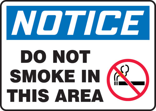 Smoking Control Sign 10" x 14" Plastic 1/Each - MSMK805VP