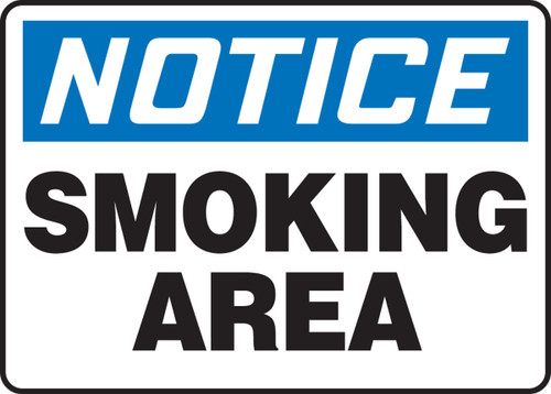 OSHA Notice Safety Sign: Smoking Area 7" x 10" Plastic 1/Each - MSMK810VP