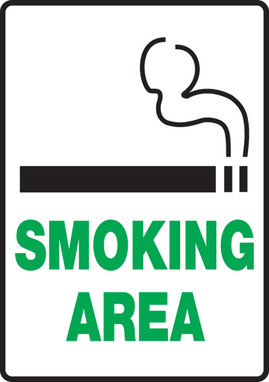 Safety Sign: Smoking Area 10" x 7" Aluminum 1/Each - MSMK938VA