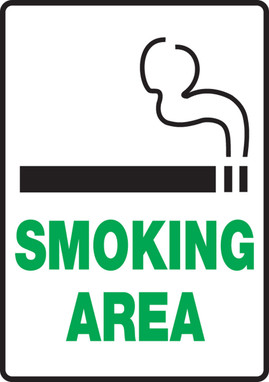 Safety Sign: Smoking Area 10" x 7" Adhesive Dura-Vinyl 1/Each - MSMK938XV