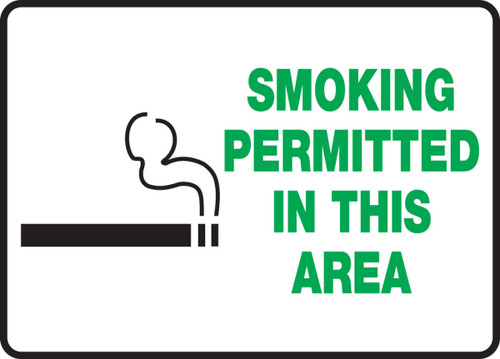 Safety Sign: Smoking Permitted In This Area 10" x 14" Plastic 1/Each - MSMK947VP