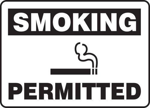 Smoking Safety Sign: Permitted 10" x 14" Adhesive Dura-Vinyl 1/Each - MSMK957XV