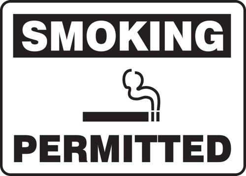 Smoking Safety Sign: Permitted 7" x 10" Dura-Plastic 1/Each - MSMK958XT