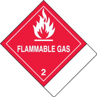 DOT Shipping Labels: Hazard Class 2: Flammable Gas w/ ID Tab 4" x 4 3/4" Adhesive Coated Paper Tab 500/Roll - MSS224