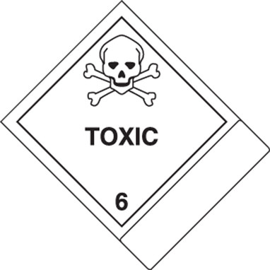 Proper Shipping Name Label: Hazard Class 6 - Toxic Adhesive Coated Paper Tab (BLANK) 4" x 4 3/4" 500/Roll - MSS605